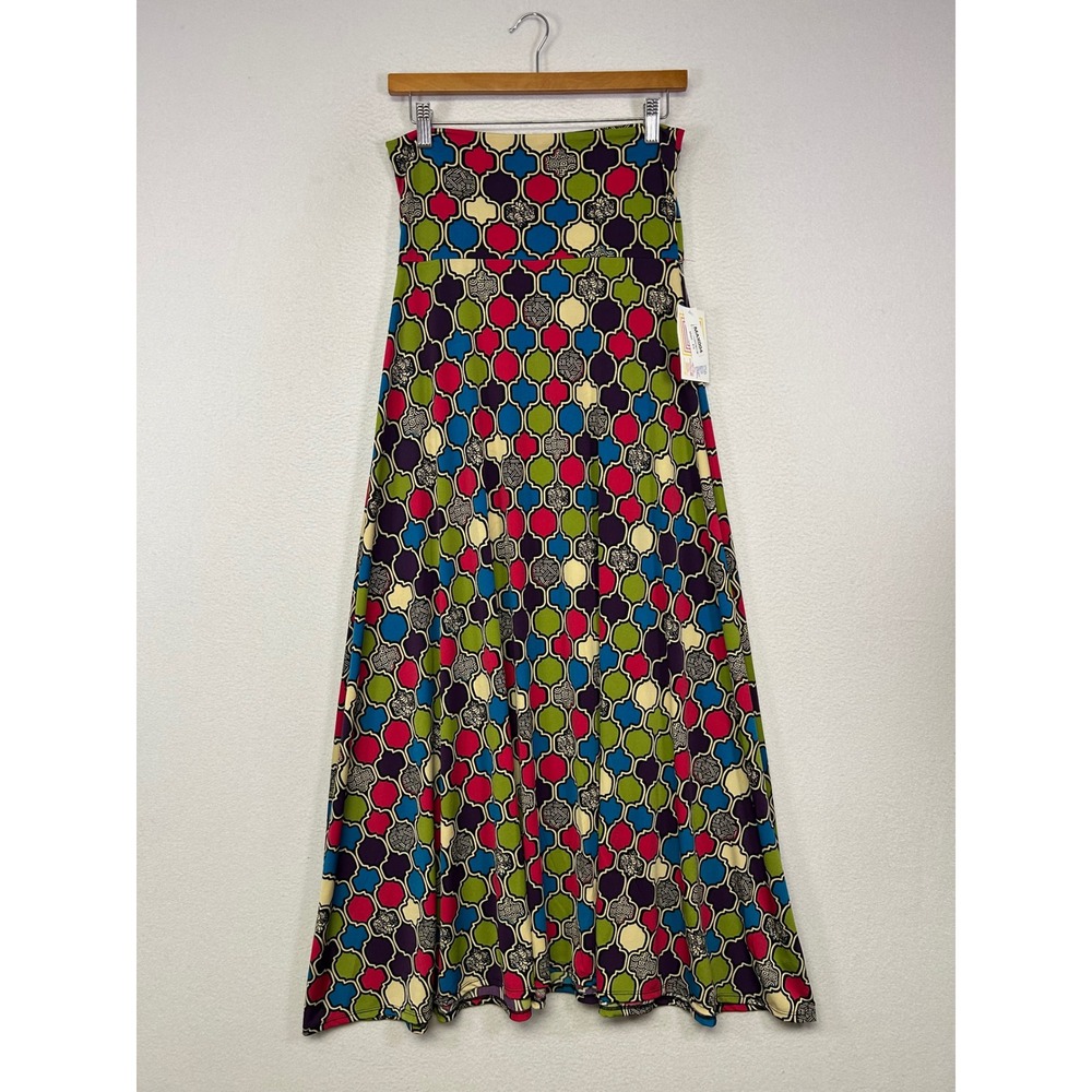 Boho Eclectic LuLaRoe Womens XS Multicolor Geometric Quatrefoil Maxi Skirt‎ NEW